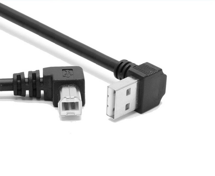 Up Angle USB2.0 A Male To Left Angle USB B 4 PIN Cable For Scanners Printers